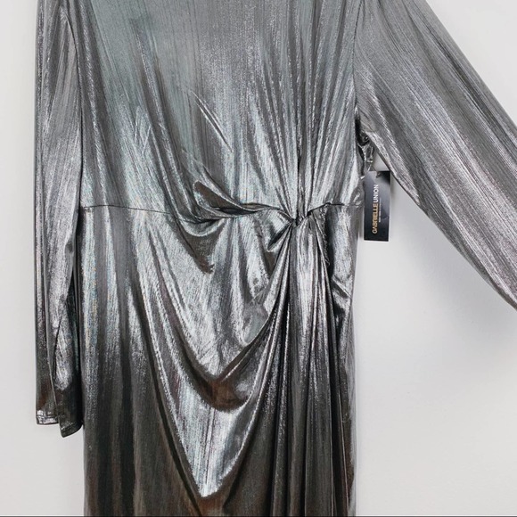 New York & Company Gabrielle Union Silver Shimmery Draped Dress - Picture 6 of 10